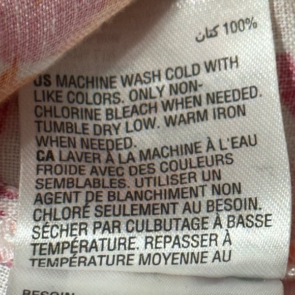 Linen Charter Club Luxury size L 100% linen orange floral short tie sleeves top - Picture 7 of 11